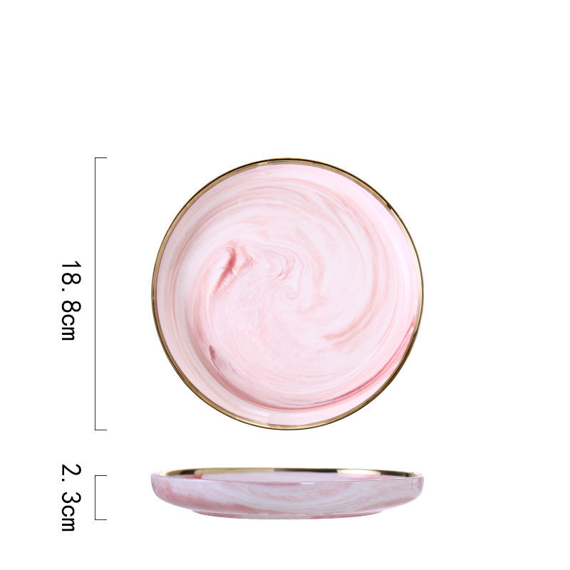 Luxury Pink Marble Ceramic Dinner Plate - Elegant Tableware