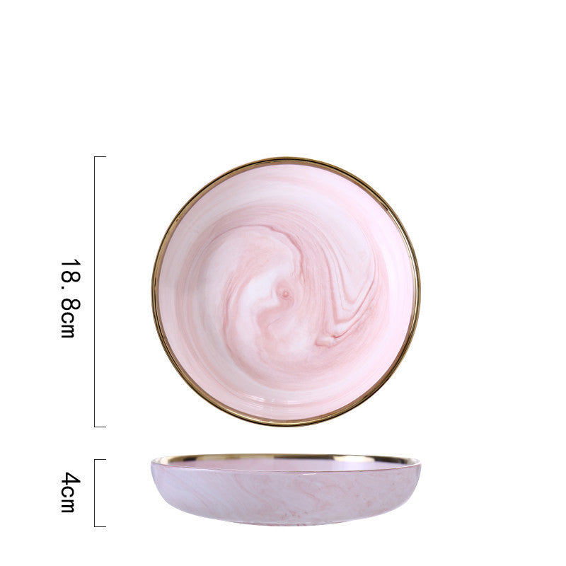 Luxury Pink Marble Ceramic Dinner Plate - Elegant Tableware