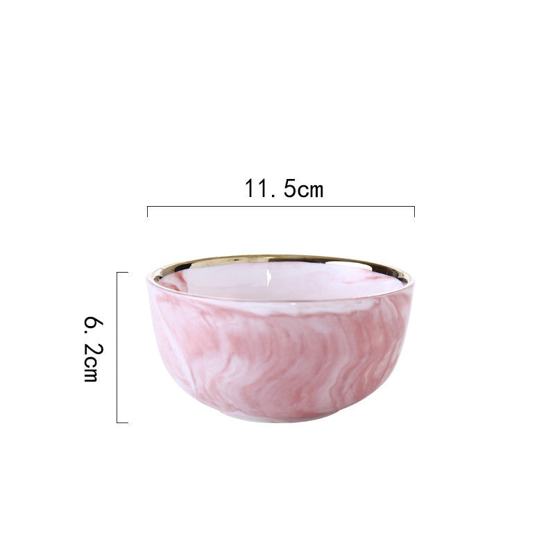 Luxury Pink Marble Ceramic Dinner Plate - Elegant Tableware