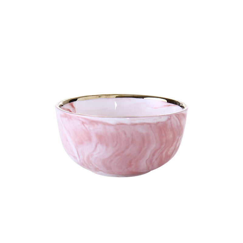 Luxury Pink Marble Ceramic Dinner Plate - Elegant Tableware