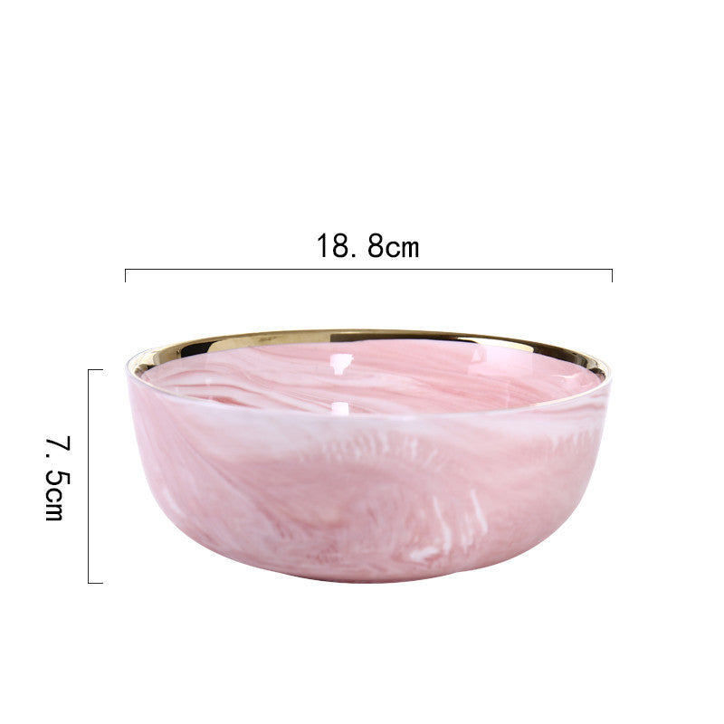 Luxury Pink Marble Ceramic Dinner Plate - Elegant Tableware