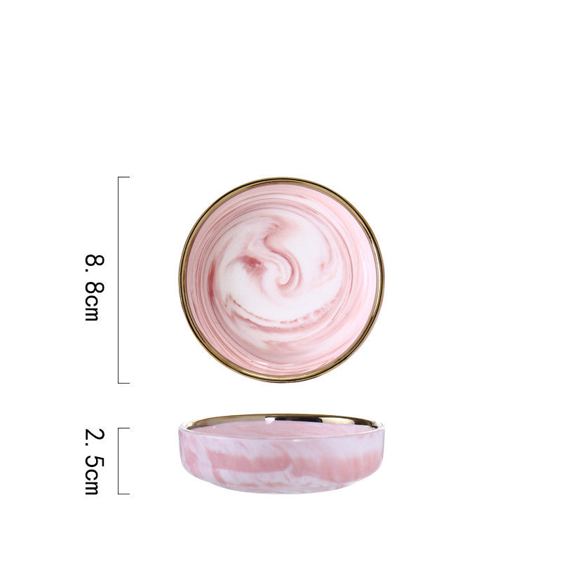 Luxury Pink Marble Ceramic Dinner Plate - Elegant Tableware