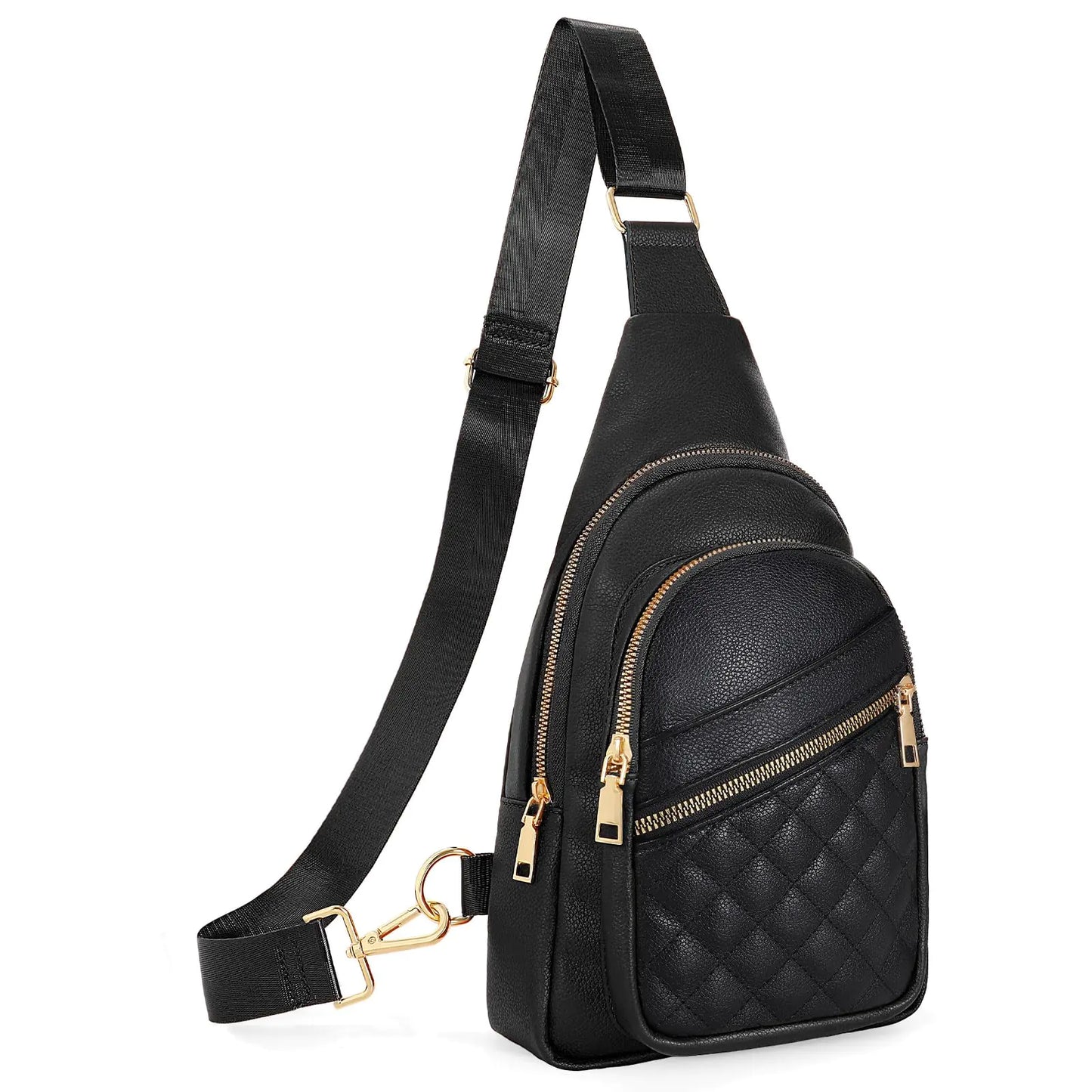 JASGOOD Sling Bag for Women Crossbody Leather Fanny Packs Chest Bag Sling Backpack for Fashion TravelBlack