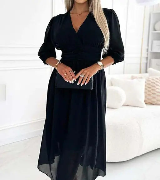 Elegant V-Neck Chiffon Dress