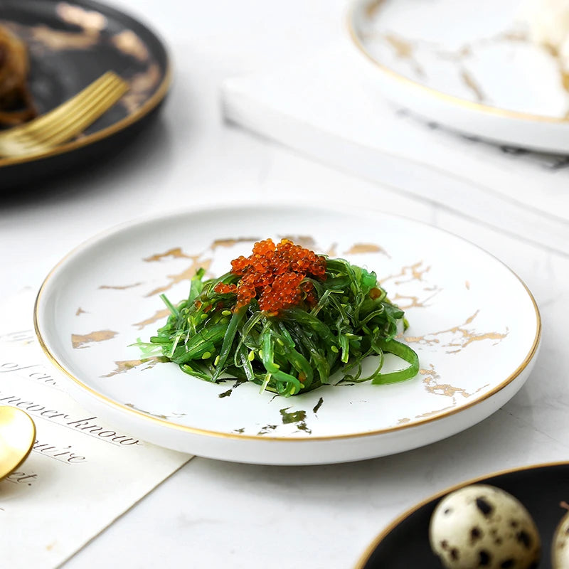 Nordic Marble Ceramic Plates – 4pc Set