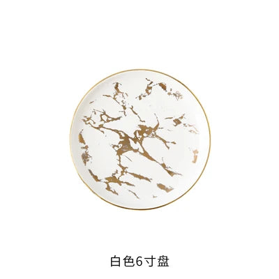 Nordic Marble Ceramic Plates – 4pc Set