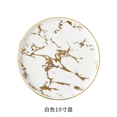 Nordic Marble Ceramic Plates – 4pc Set