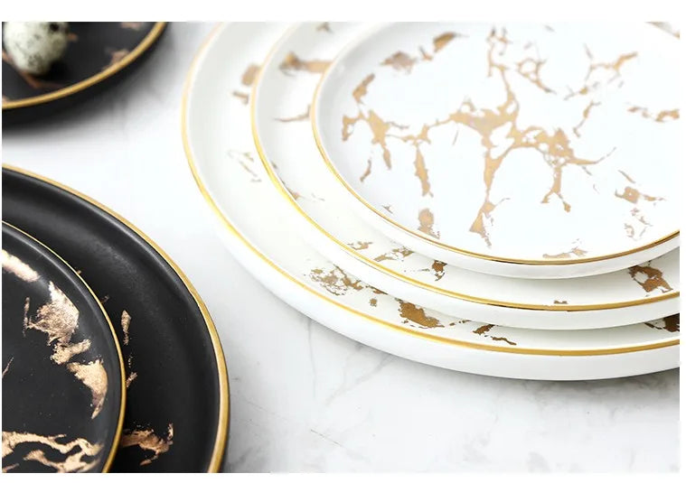 Nordic Marble Ceramic Plates – 4pc Set