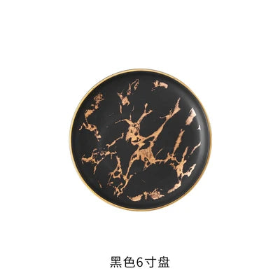 Nordic Marble Ceramic Plates – 4pc Set