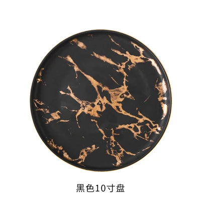 Nordic Marble Ceramic Plates – 4pc Set