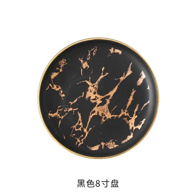 Nordic Marble Ceramic Plates – 4pc Set
