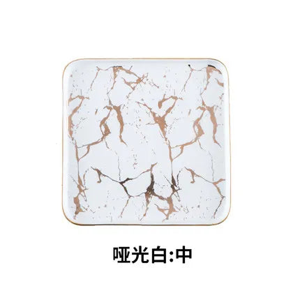 Nordic Marble Ceramic Plates – 4pc Set