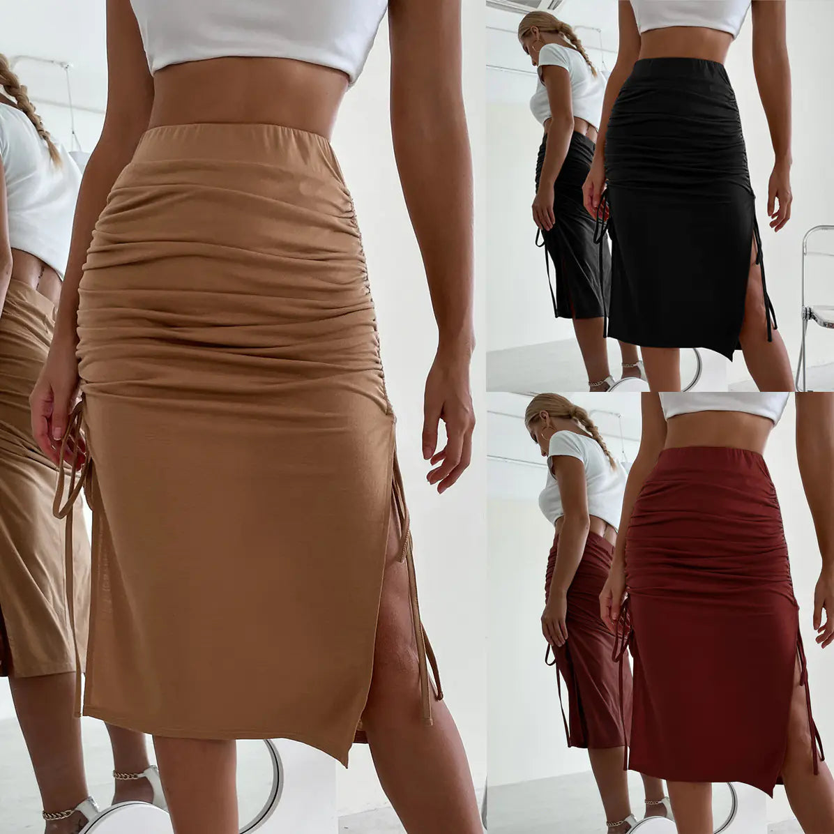 Drawstring Bodycon Skirt – Chic & Flattering Fit