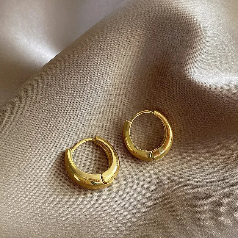 Fashion Chunky Hoop Earrings for Women Smooth Metal Girls Round Circle Statement Earring 2023 Punk Jewelry Gifts серьги женские