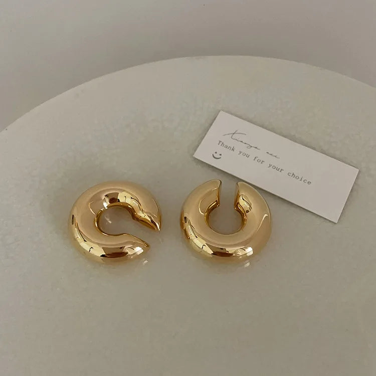 Fashion Chunky Hoop Earrings for Women Smooth Metal Girls Round Circle Statement Earring 2023 Punk Jewelry Gifts серьги женские