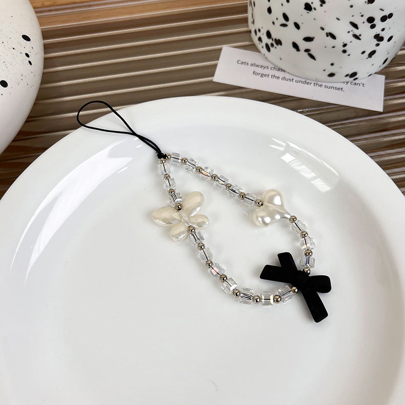 Black Beaded Phone Charm