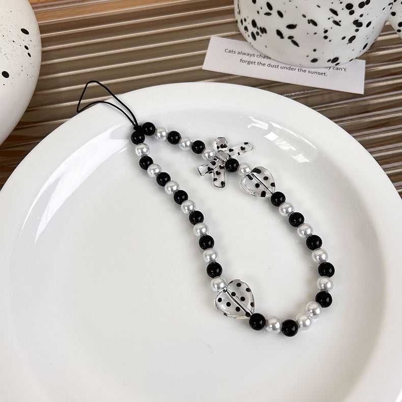 Black Beaded Phone Charm