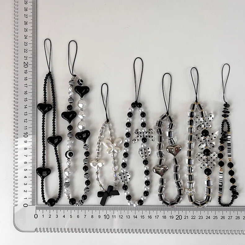 Black Beaded Phone Charm