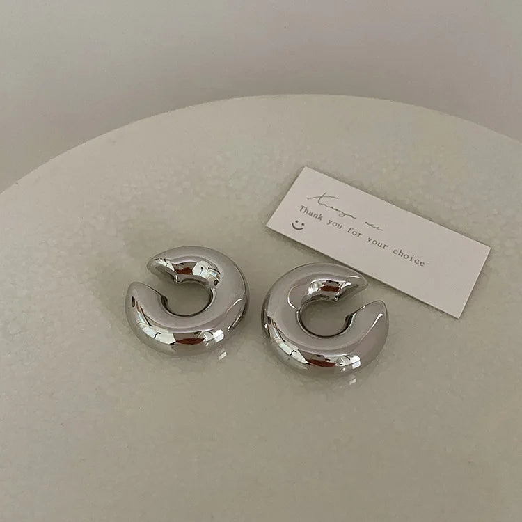 Fashion Chunky Hoop Earrings for Women Smooth Metal Girls Round Circle Statement Earring 2023 Punk Jewelry Gifts серьги женские