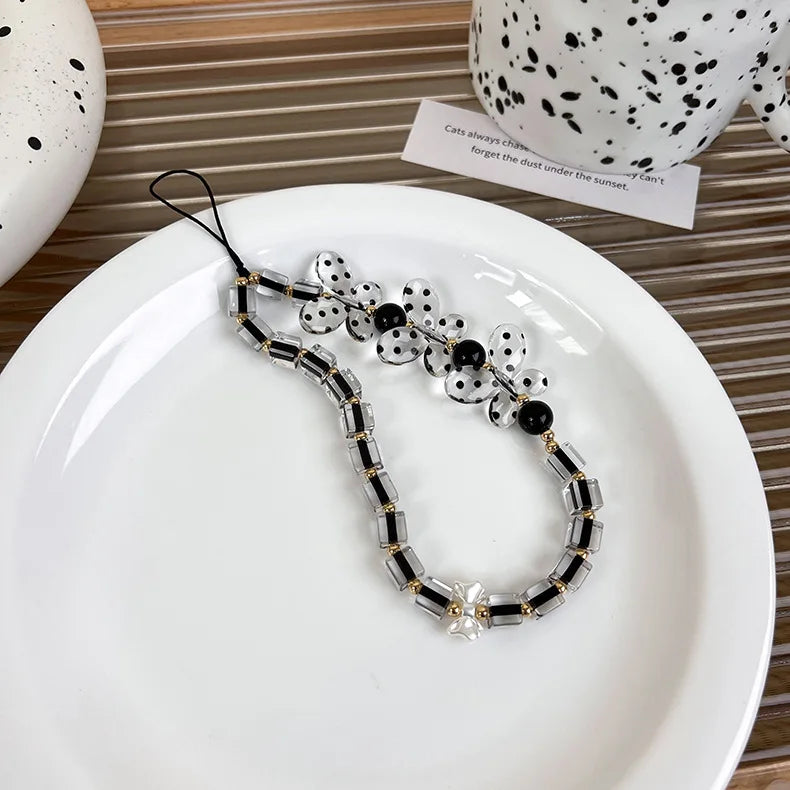 Black Beaded Phone Charm