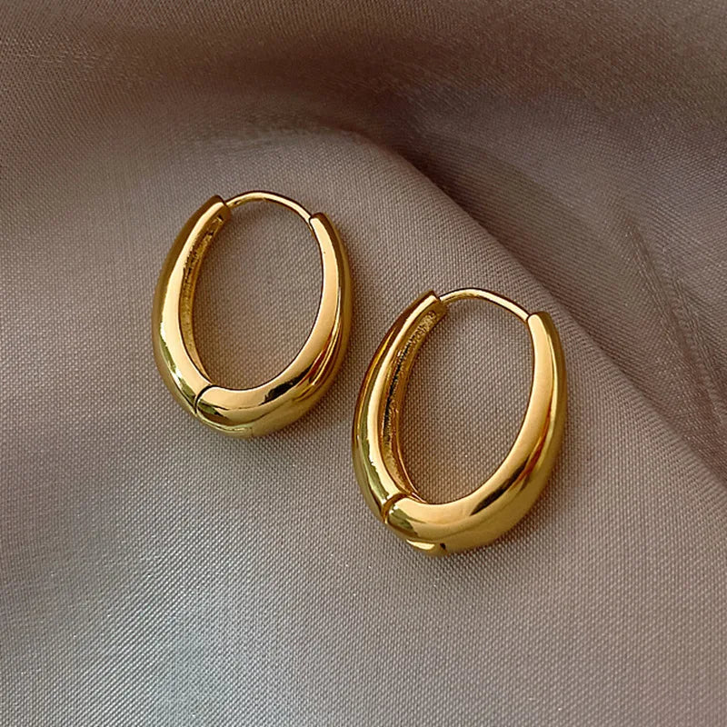 Fashion Chunky Hoop Earrings for Women Smooth Metal Girls Round Circle Statement Earring 2023 Punk Jewelry Gifts серьги женские