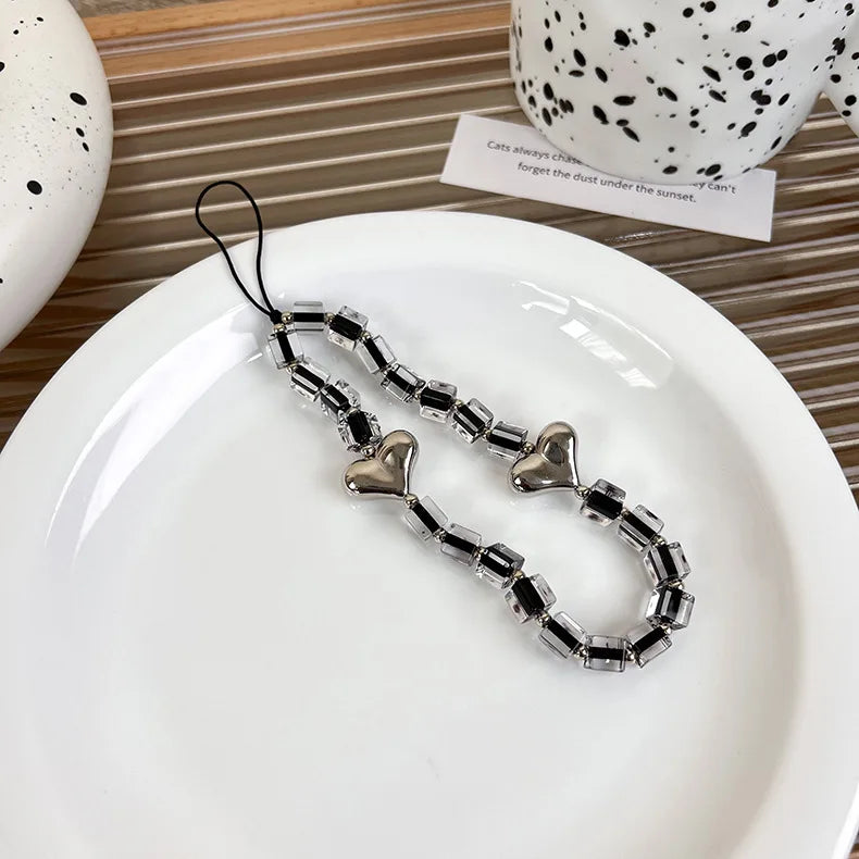 Black Beaded Phone Charm