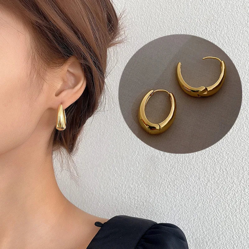 Fashion Chunky Hoop Earrings for Women Smooth Metal Girls Round Circle Statement Earring 2023 Punk Jewelry Gifts серьги женские