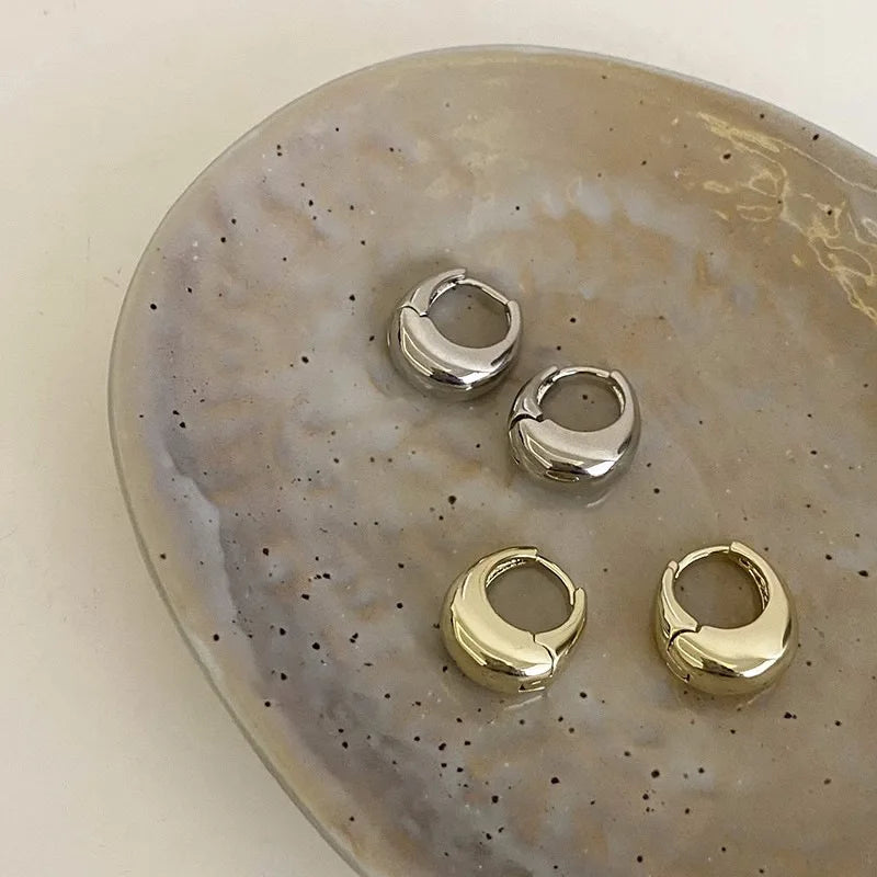 Fashion Chunky Hoop Earrings for Women Smooth Metal Girls Round Circle Statement Earring 2023 Punk Jewelry Gifts серьги женские