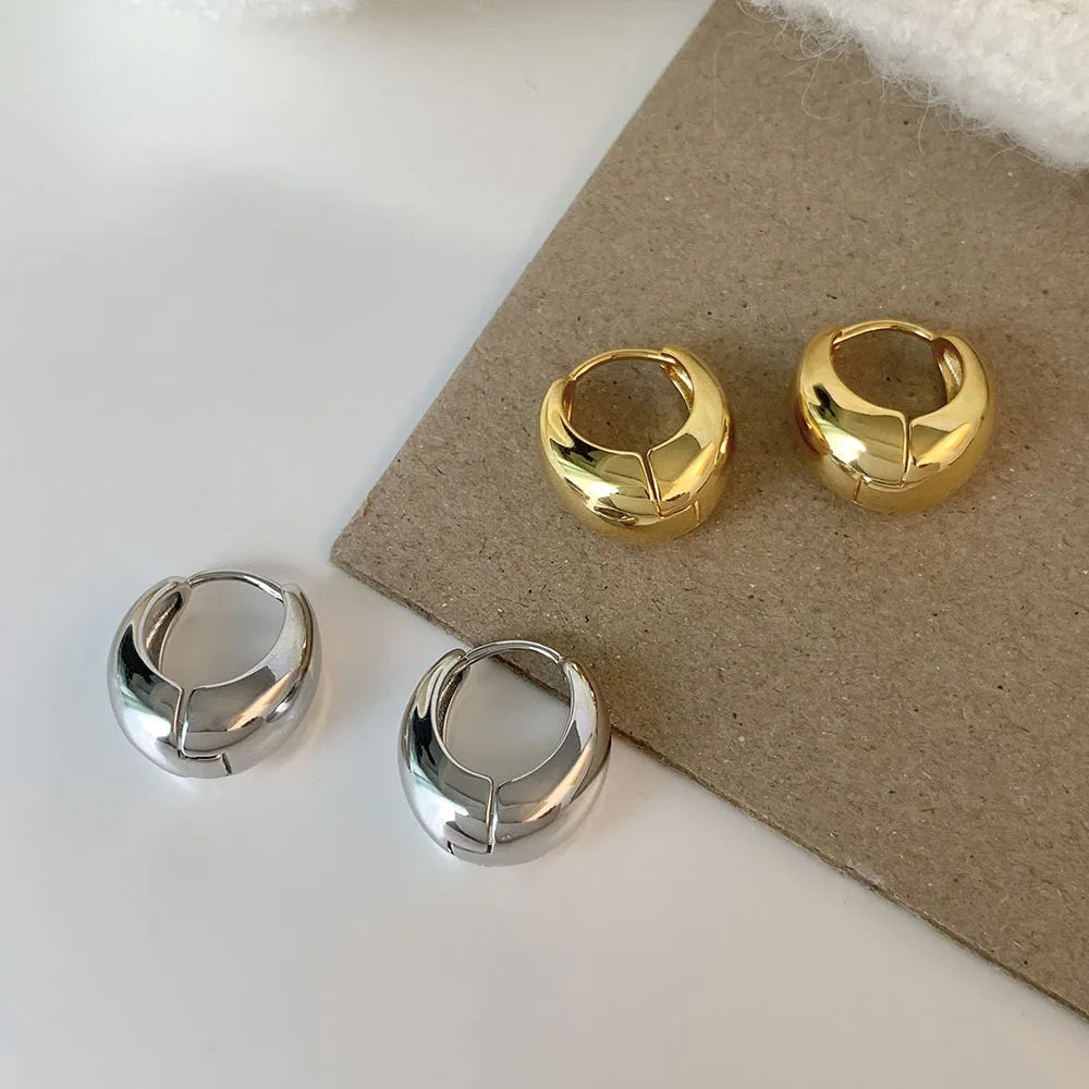 Fashion Chunky Hoop Earrings for Women Smooth Metal Girls Round Circle Statement Earring 2023 Punk Jewelry Gifts серьги женские