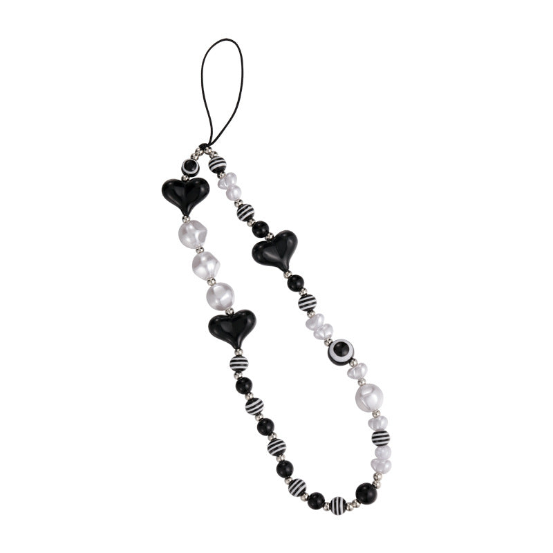 Black Beaded Phone Charm