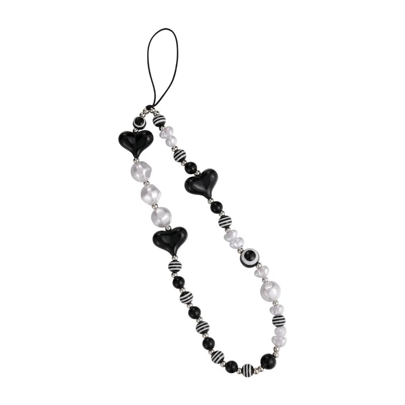 Black Beaded Phone Charm