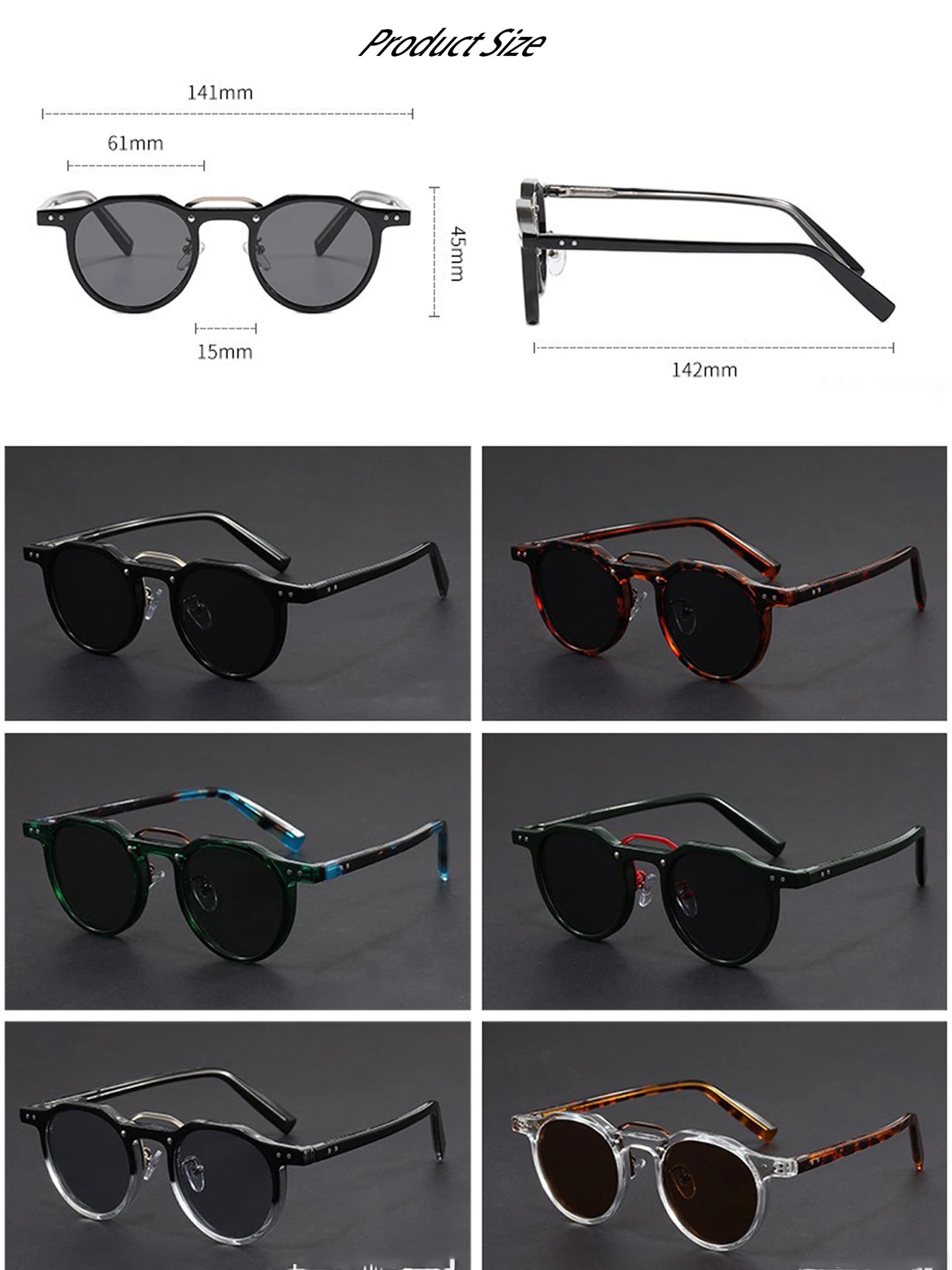 Retro Metal Frame Oval Sunglasses for Women Men Trendy Punk Round Sun Glasses Luxury Brand Designer Driving Shades