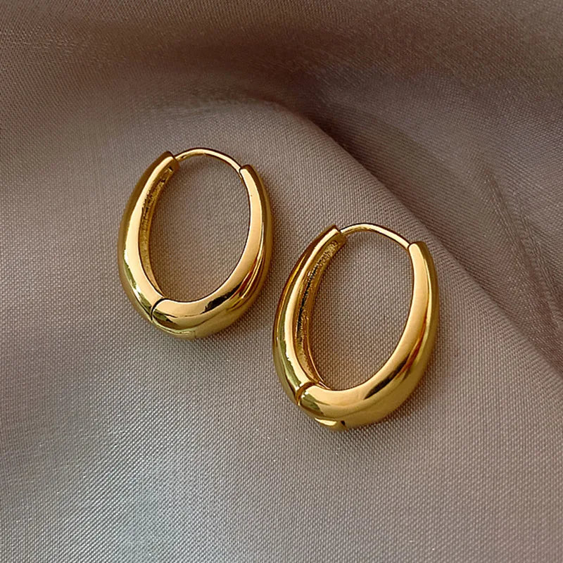 Fashion Chunky Hoop Earrings for Women Smooth Metal Girls Round Circle Statement Earring 2023 Punk Jewelry Gifts серьги женские