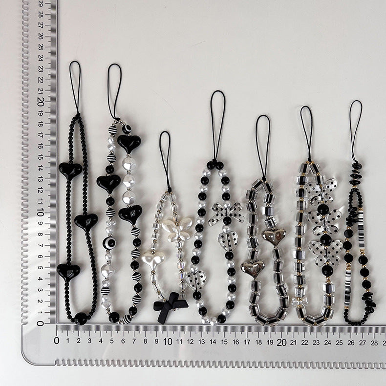 Black Beaded Phone Charm