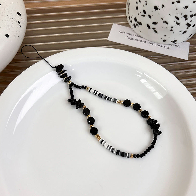 Black Beaded Phone Charm