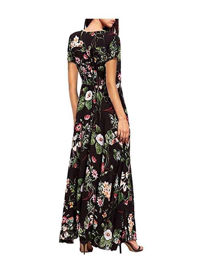 Boho Button Floral Maxi Dress – Summer Cotton Comfort