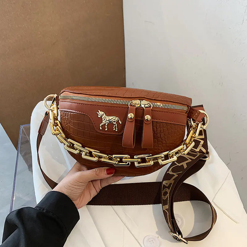 Trendy Women's Crossbody Bag with Chain Strap
