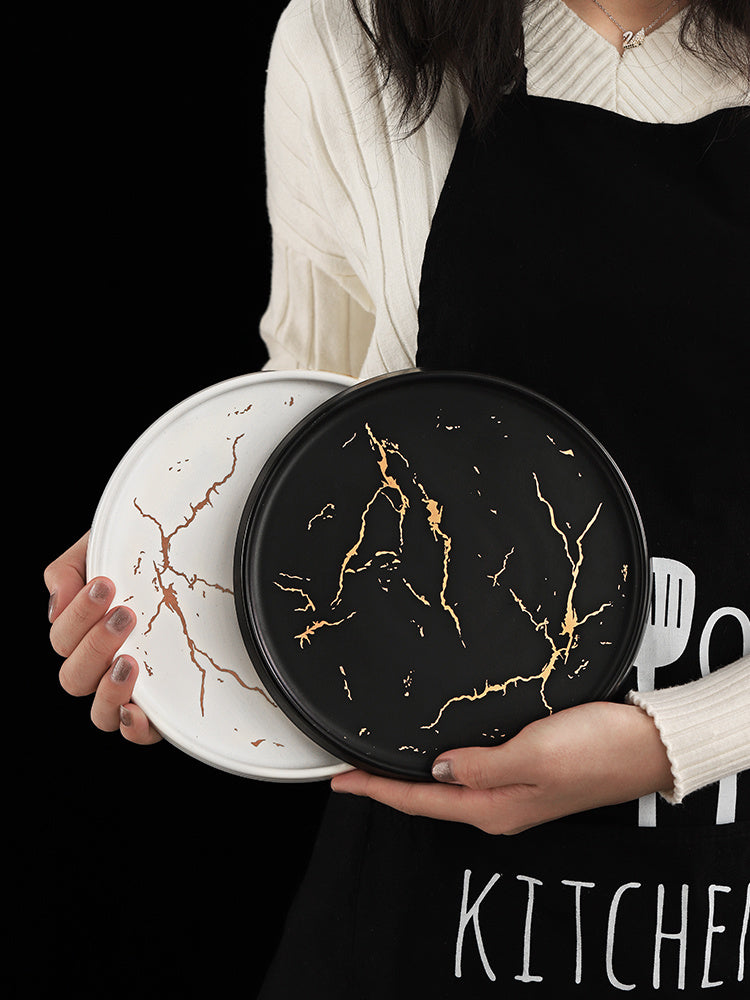 Luxury Marble Ceramic Dinner Plate – Elegant Modern Dining