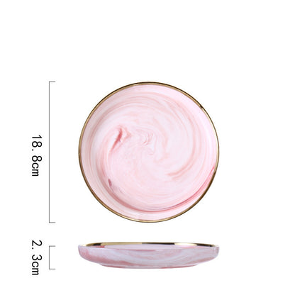 Luxury Pink Marble Ceramic Dinner Plate - Elegant Tableware