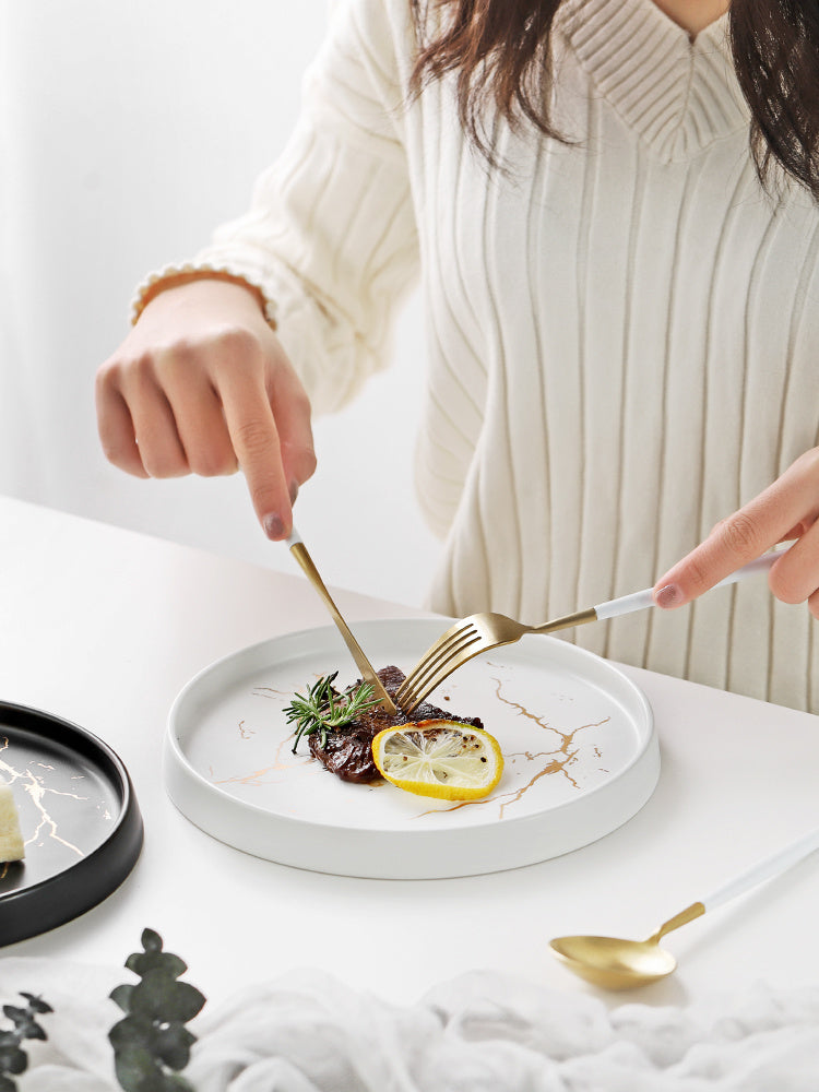 Luxury Marble Ceramic Dinner Plate – Elegant Modern Dining