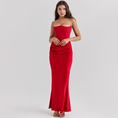 Elegant Backless Tube Dress – Sexy Long Evening Gown for Women | Prom, Party, Formal