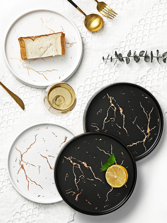 Luxury Marble Ceramic Dinner Plate – Elegant Modern Dining