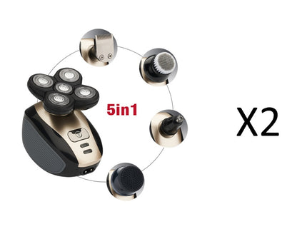 5-in-1 Electric Shaver for Men – Bald Head & Beard Groomer