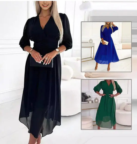 Elegant V-Neck Chiffon Dress