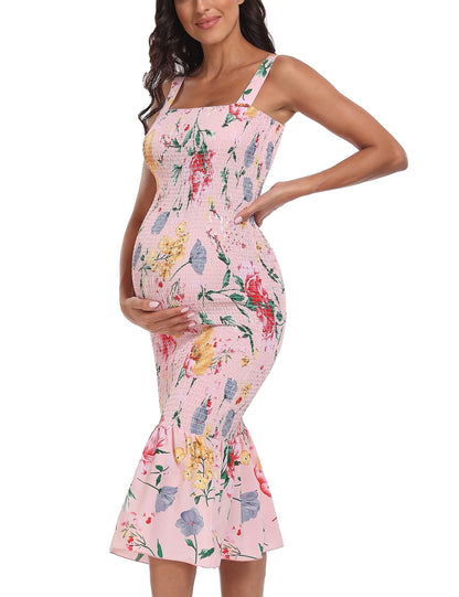 Multipink Ruffle Maternity Midi Dress – Summer Baby Shower Edition