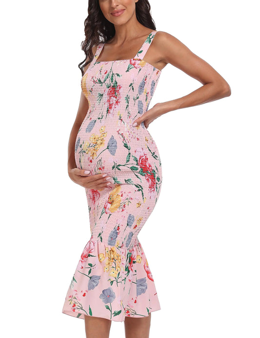 Multipink Ruffle Maternity Midi Dress – Summer Baby Shower Edition