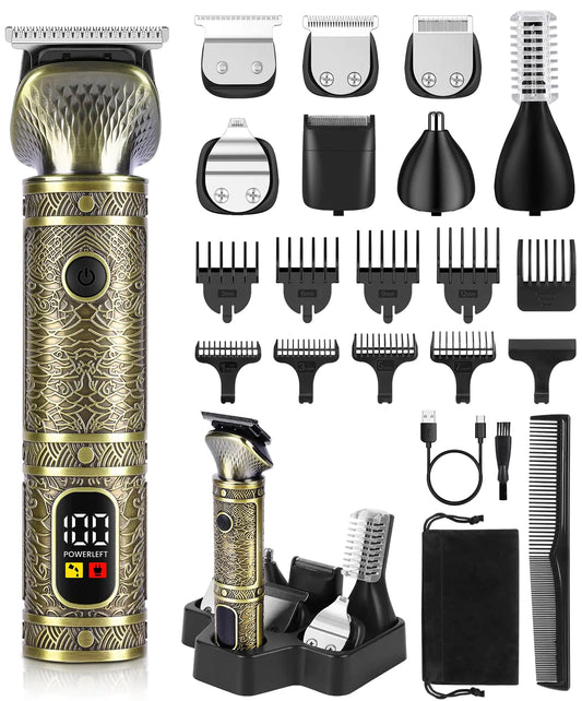 Brightup 7-in-1 Cordless Beard Trimmer Kit for Men – T-Blade, Nose, Body & Precision Grooming