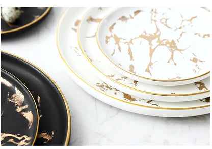 Nordic Marble Ceramic Plates – 4pc Set