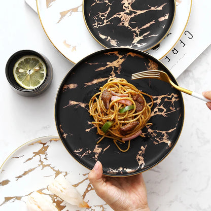Nordic Marble Ceramic Plates – 4pc Set