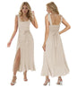 Champagne Slit Ruffle Midi Dress – Elegant Summer & Graduation Look